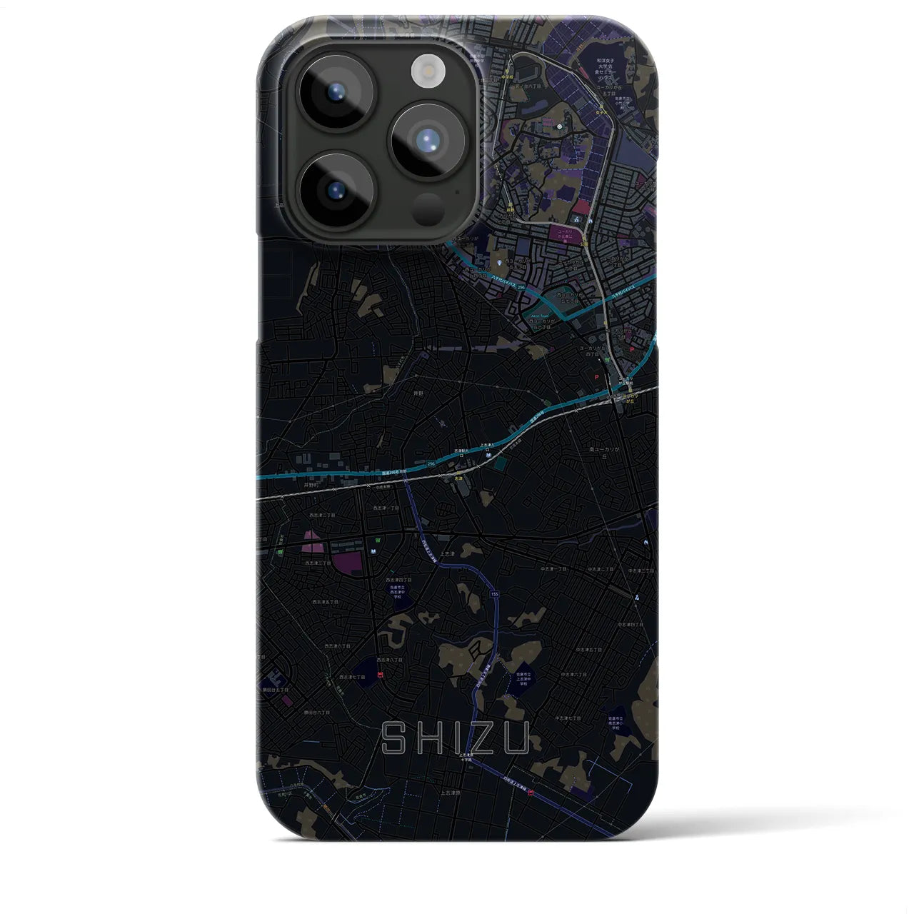 【志津】地図柄iPhoneケース（バックカバータイプ・ブラック）iPhone 15 Pro Max 用