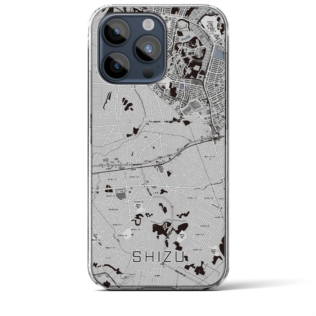 【志津】地図柄iPhoneケース（クリアタイプ・モノトーン）iPhone 15 Pro Max 用