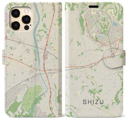 【志津（千葉県）】地図柄iPhoneケース（手帳タイプ）ナチュラル・iPhone 12 Pro Max 用