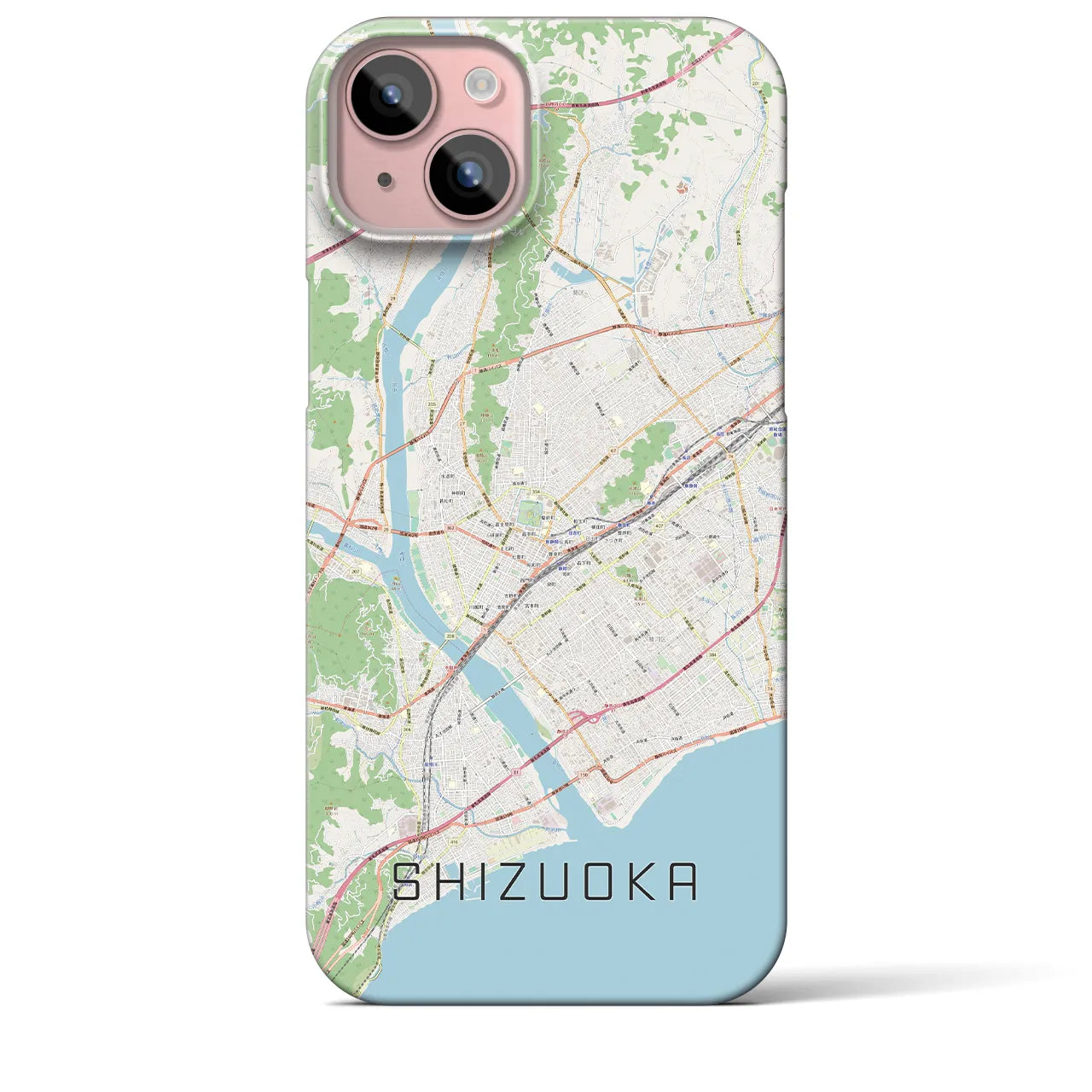 【静岡】地図柄iPhoneケース（バックカバータイプ・ナチュラル）iPhone 15 Plus 用