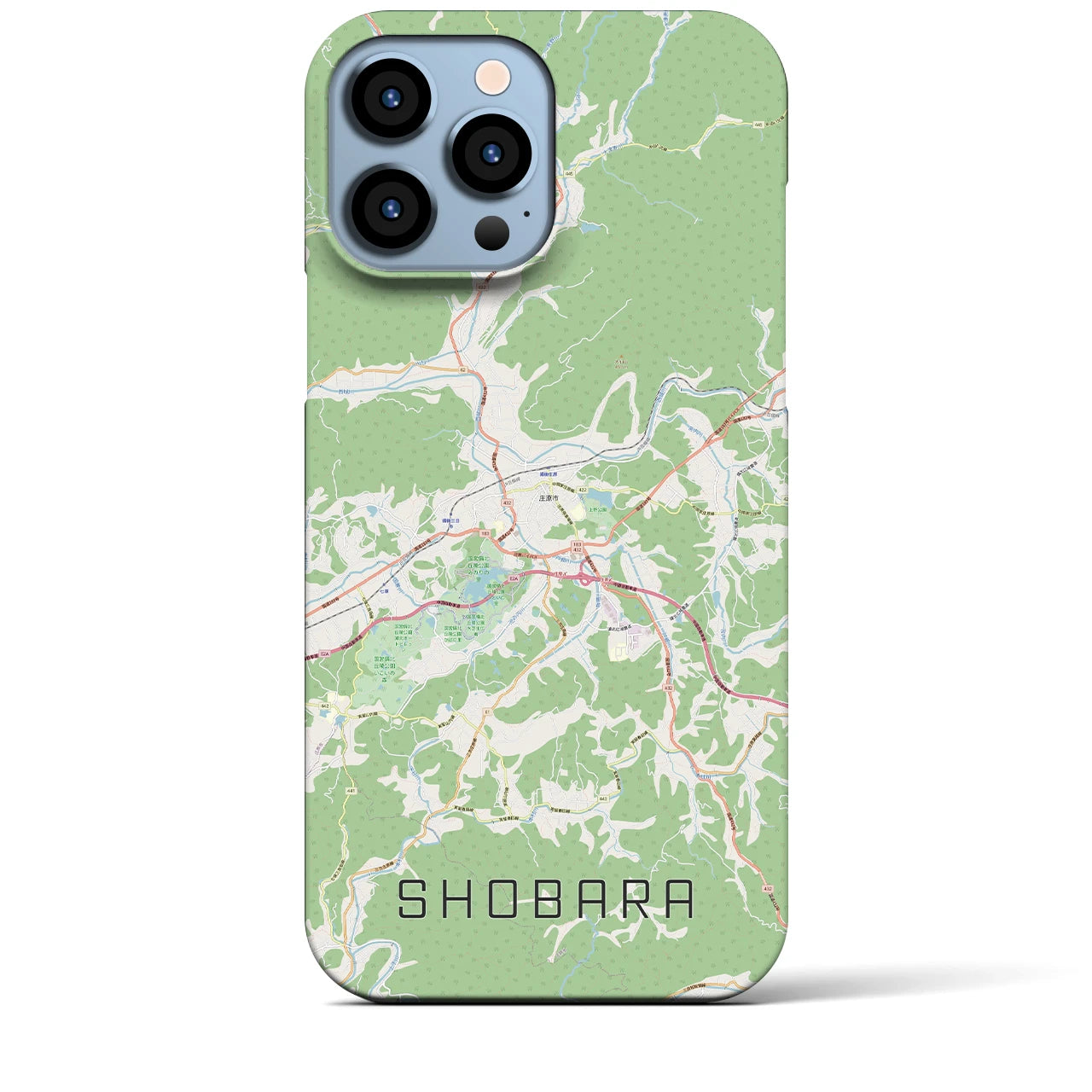 【庄原】地図柄iPhoneケース（バックカバータイプ・ナチュラル）iPhone 13 Pro Max 用