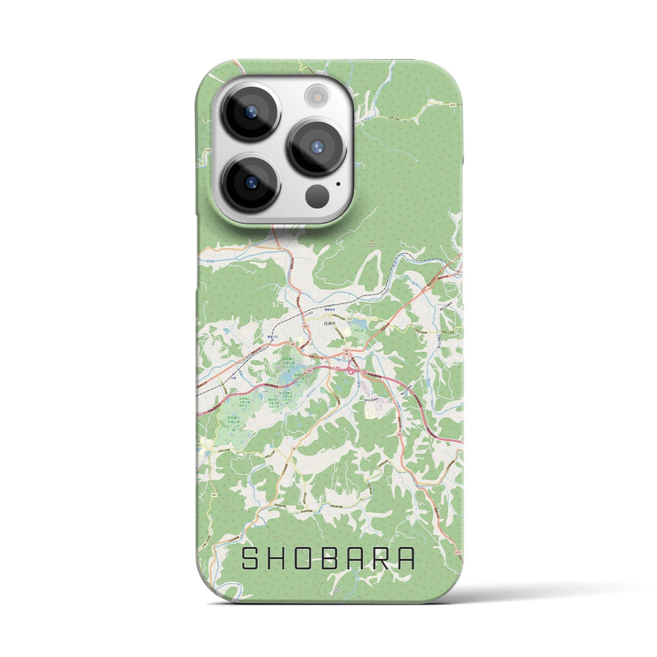 【庄原】地図柄iPhoneケース（バックカバータイプ・ナチュラル）iPhone 14 Pro 用