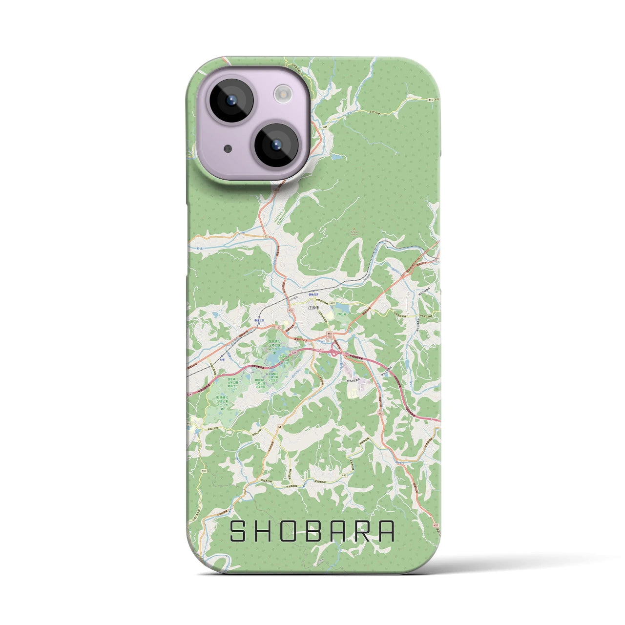 【庄原】地図柄iPhoneケース（バックカバータイプ・ナチュラル）iPhone 14 用