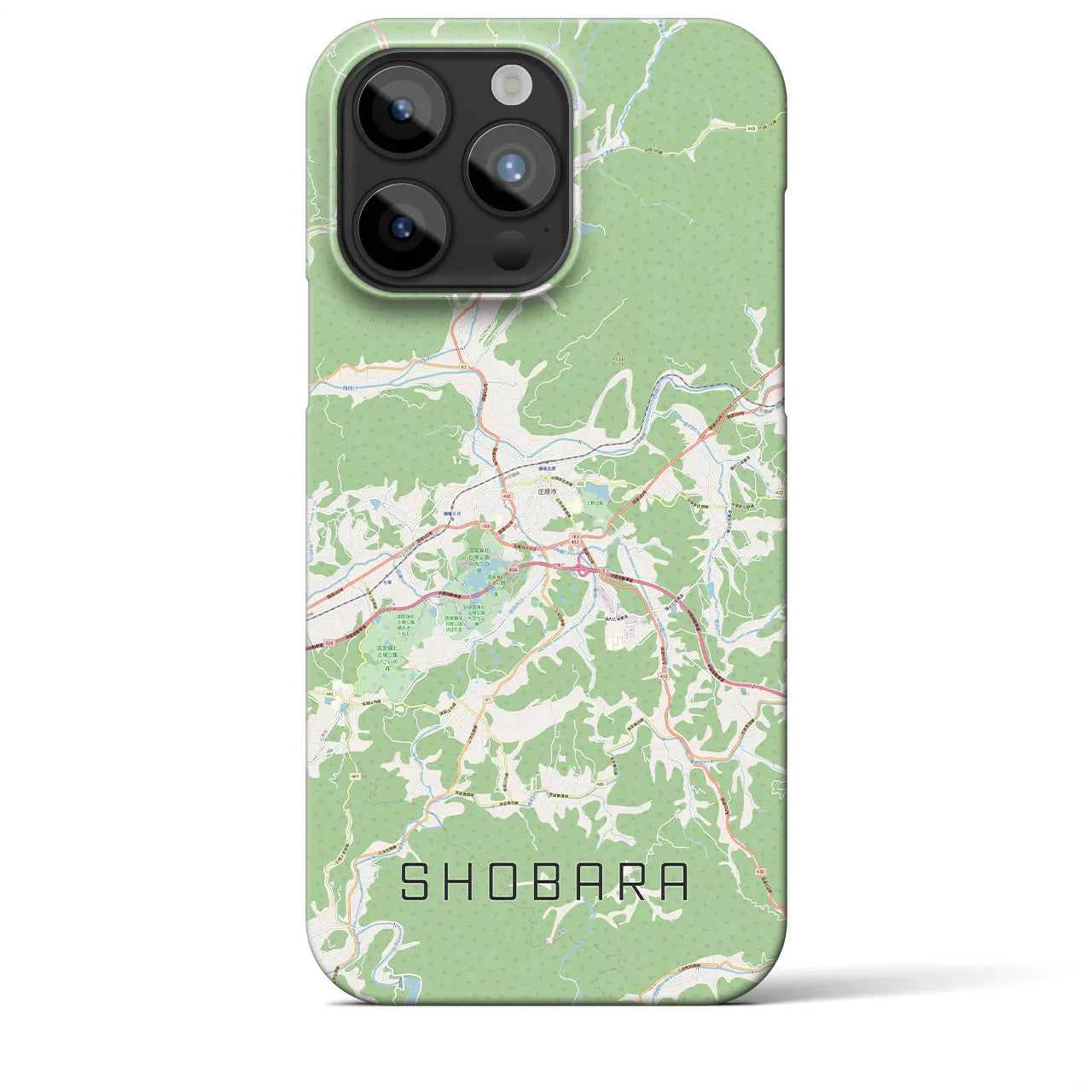 【庄原】地図柄iPhoneケース（バックカバータイプ・ナチュラル）iPhone 15 Pro Max 用