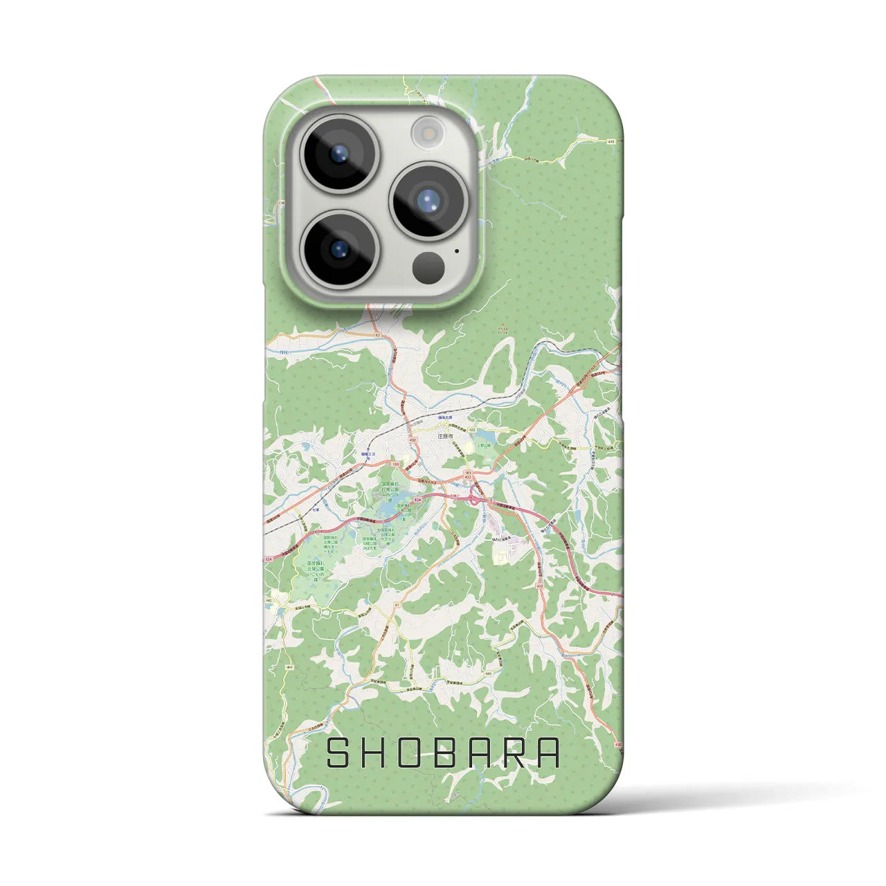 【庄原】地図柄iPhoneケース（バックカバータイプ・ナチュラル）iPhone 15 Pro 用