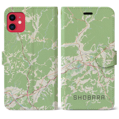 【庄原（広島県）】地図柄iPhoneケース（手帳タイプ）ナチュラル・iPhone 11 用