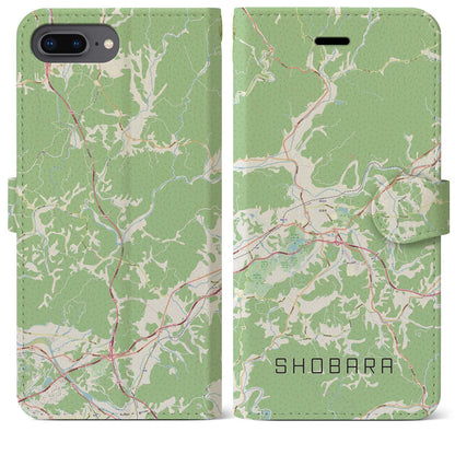 【庄原（広島県）】地図柄iPhoneケース（手帳タイプ）ナチュラル・iPhone 8Plus /7Plus / 6sPlus / 6Plus 用