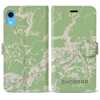 【庄原（広島県）】地図柄iPhoneケース（手帳タイプ）ナチュラル・iPhone XR 用