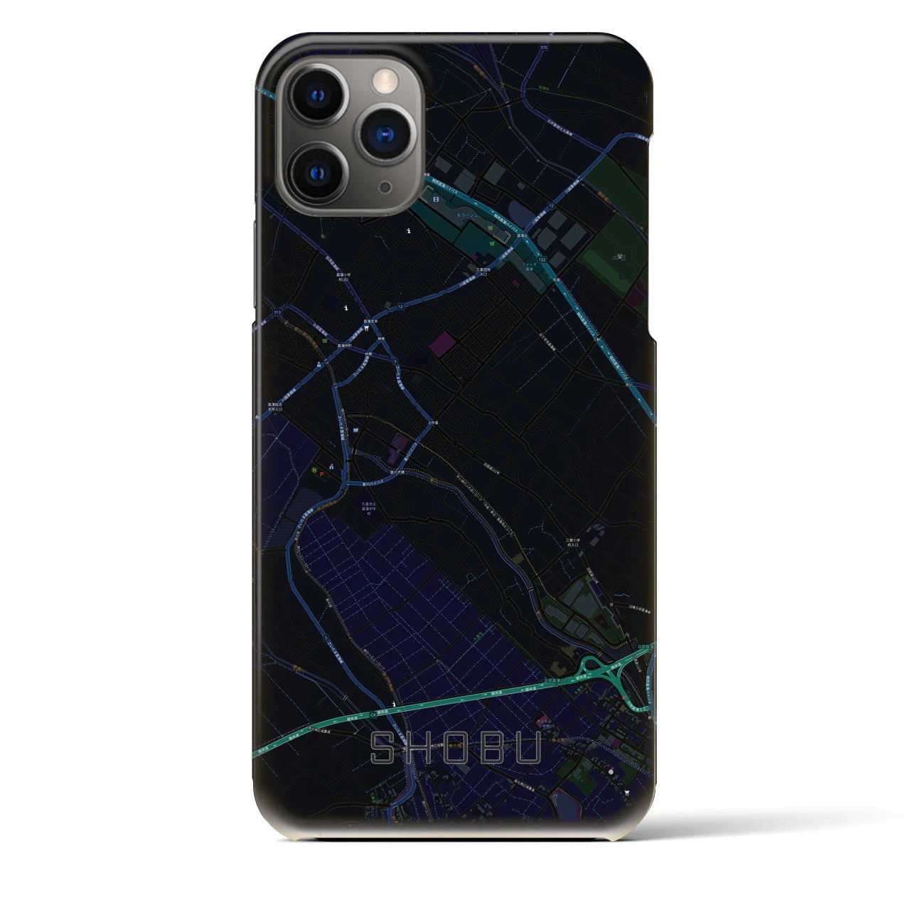 【菖蒲】地図柄iPhoneケース（バックカバータイプ・ブラック）iPhone 11 Pro Max 用