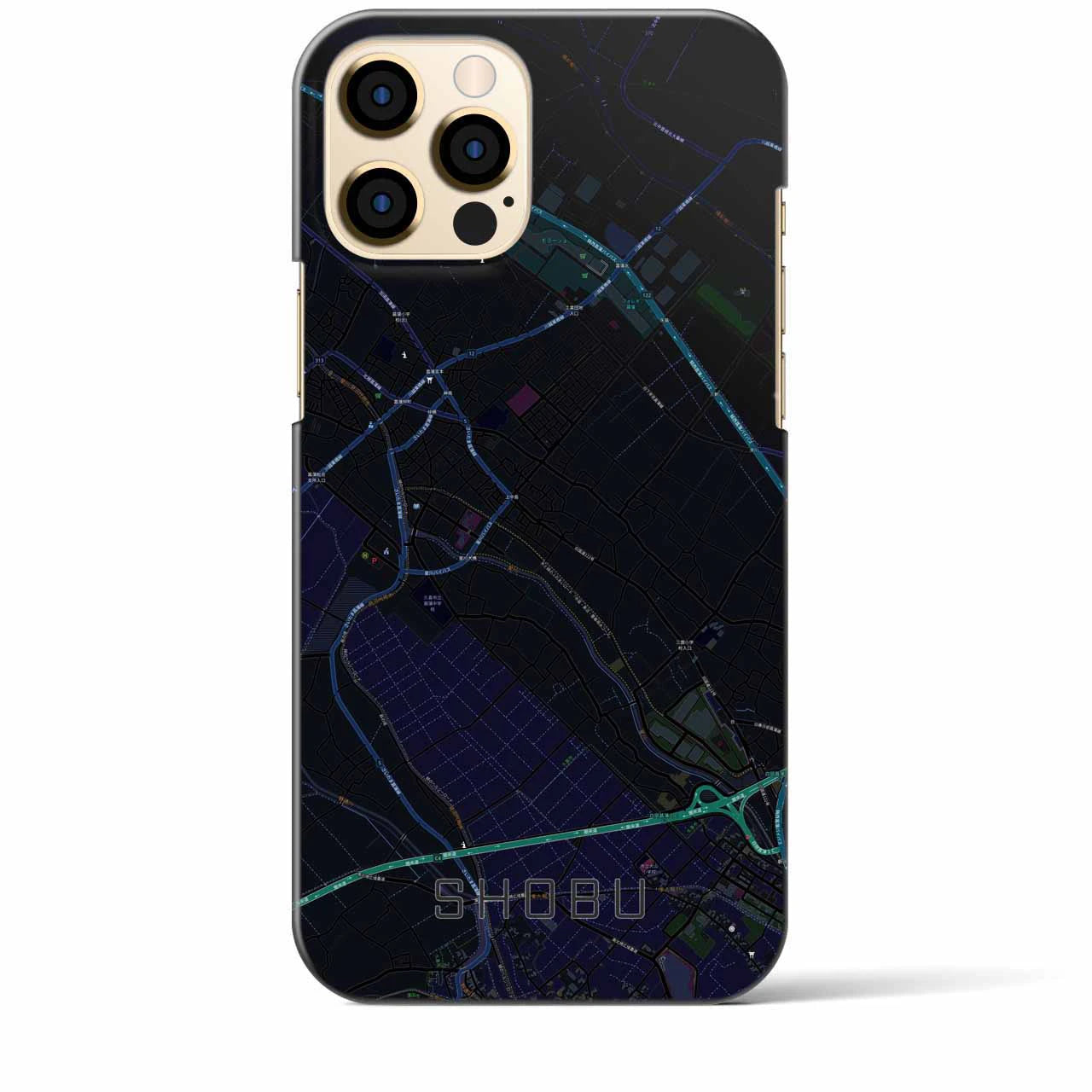 【菖蒲】地図柄iPhoneケース（バックカバータイプ・ブラック）iPhone 12 Pro Max 用