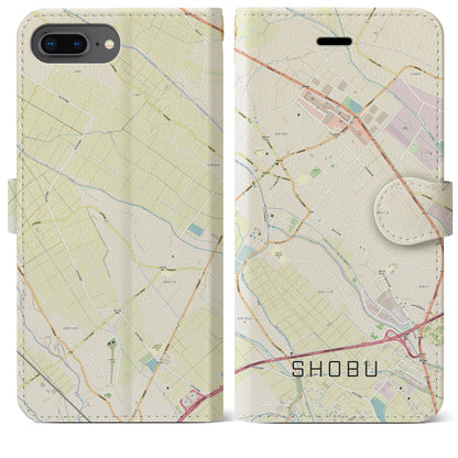 【菖蒲（埼玉県）】地図柄iPhoneケース（手帳タイプ）ナチュラル・iPhone 8Plus /7Plus / 6sPlus / 6Plus 用