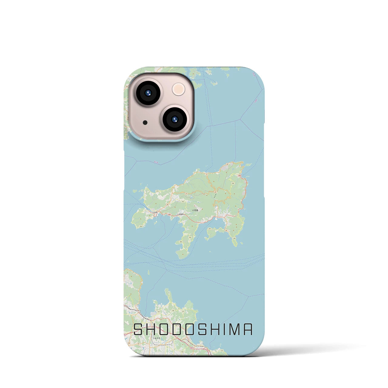 【小豆島】地図柄iPhoneケース（バックカバータイプ・ナチュラル）iPhone 13 mini 用