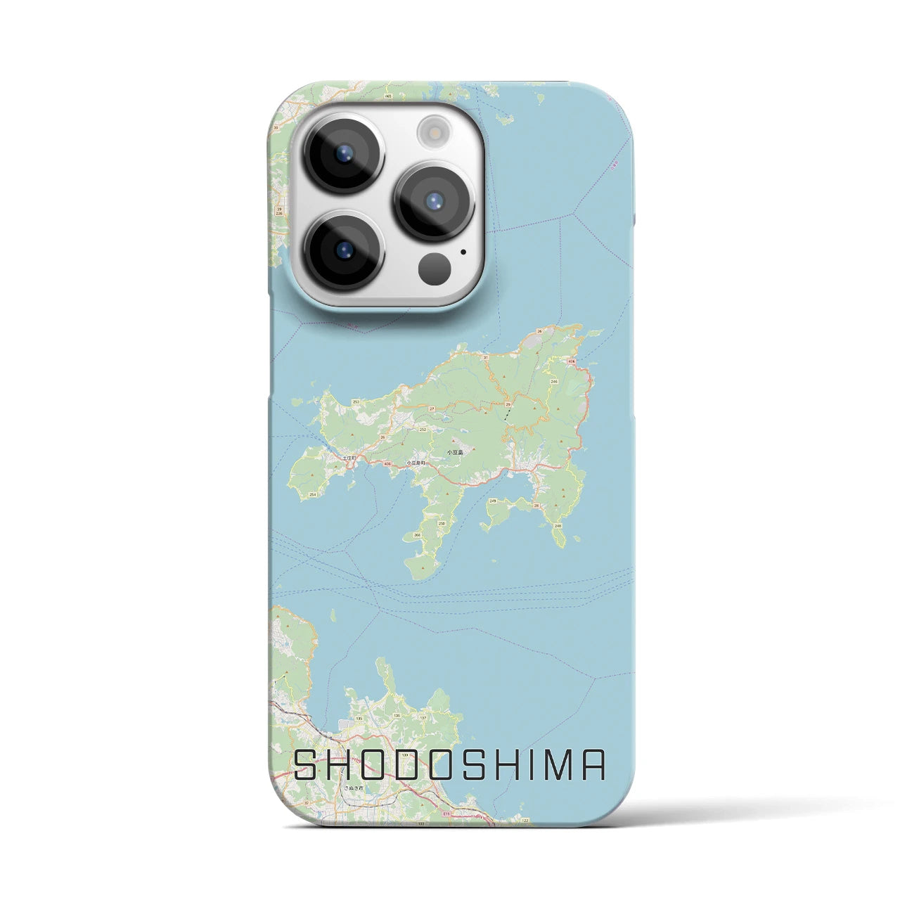 【小豆島】地図柄iPhoneケース（バックカバータイプ・ナチュラル）iPhone 14 Pro 用