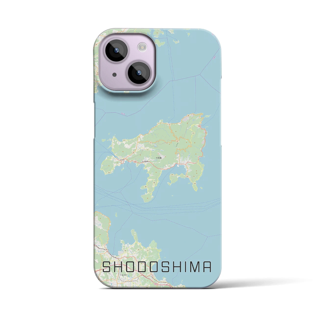 【小豆島】地図柄iPhoneケース（バックカバータイプ・ナチュラル）iPhone 14 用