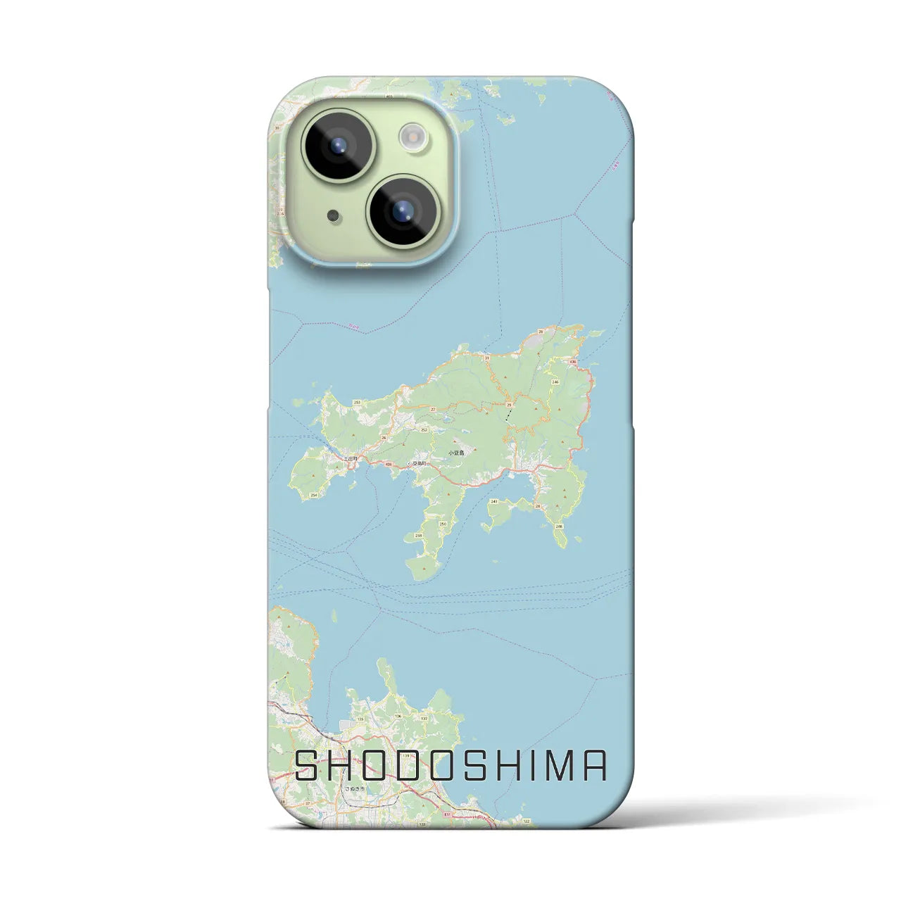 【小豆島】地図柄iPhoneケース（バックカバータイプ・ナチュラル）iPhone 15 用