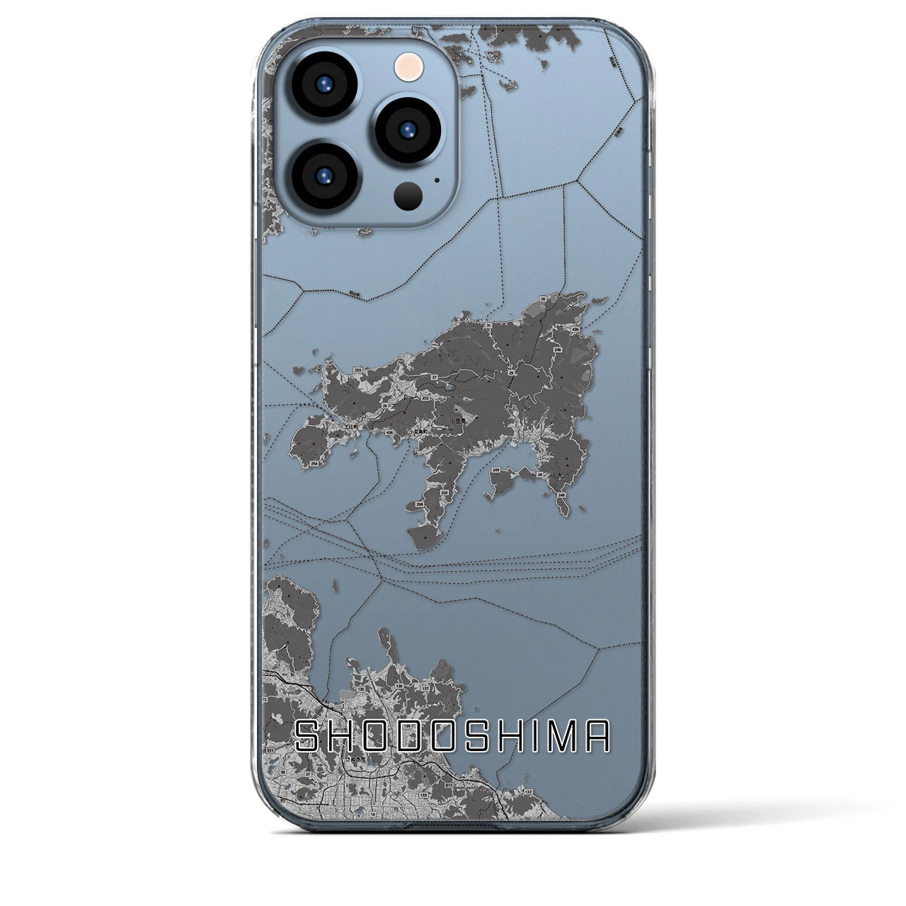 【小豆島】地図柄iPhoneケース（クリアタイプ・モノトーン）iPhone 13 Pro Max 用