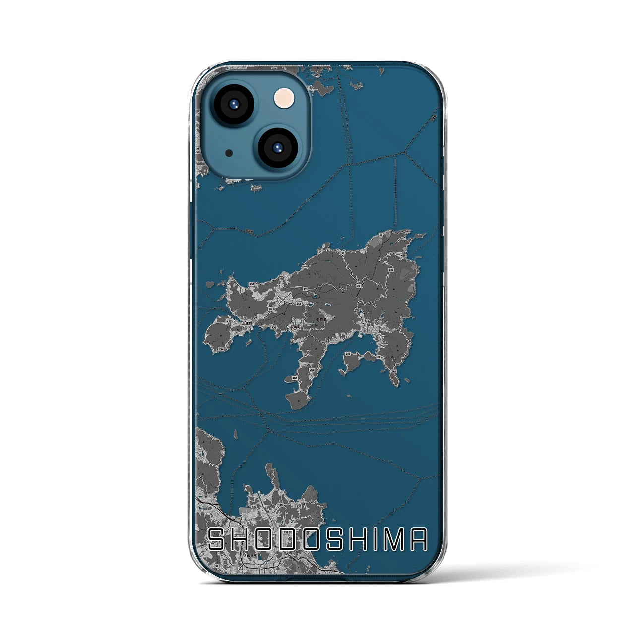 【小豆島】地図柄iPhoneケース（クリアタイプ・モノトーン）iPhone 13 用