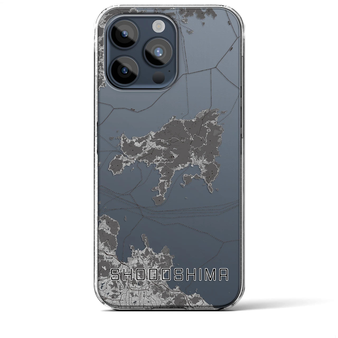 【小豆島】地図柄iPhoneケース（クリアタイプ・モノトーン）iPhone 15 Pro Max 用