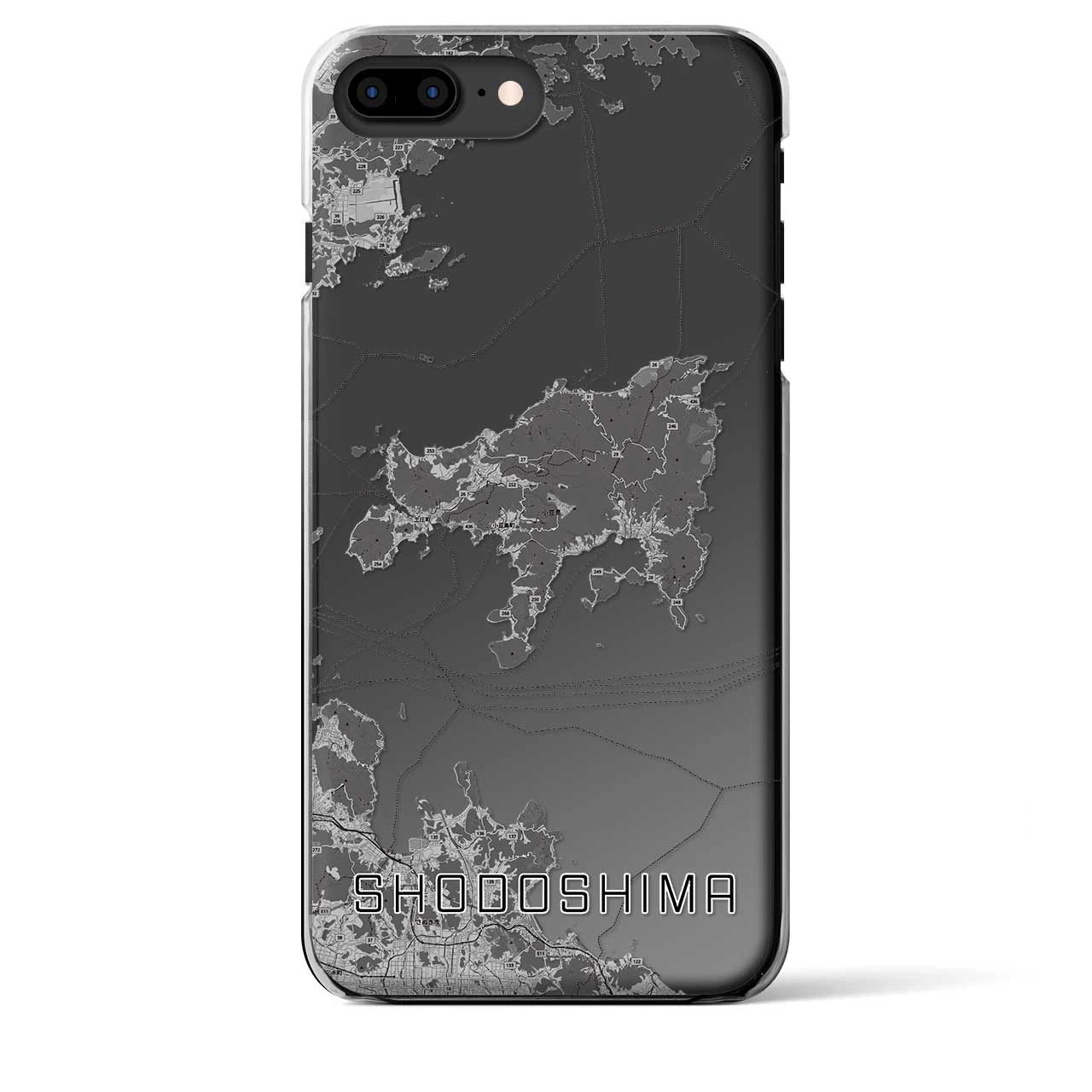 【小豆島】地図柄iPhoneケース（クリアタイプ・モノトーン）iPhone 8Plus /7Plus / 6sPlus / 6Plus 用