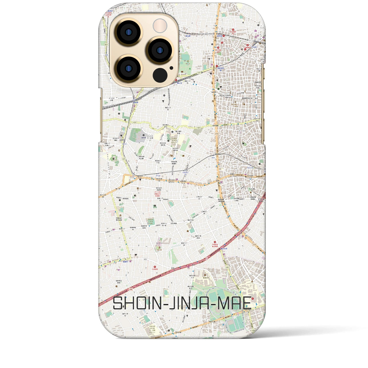 【松陰神社前】地図柄iPhoneケース（バックカバータイプ・ナチュラル）iPhone 12 Pro Max 用