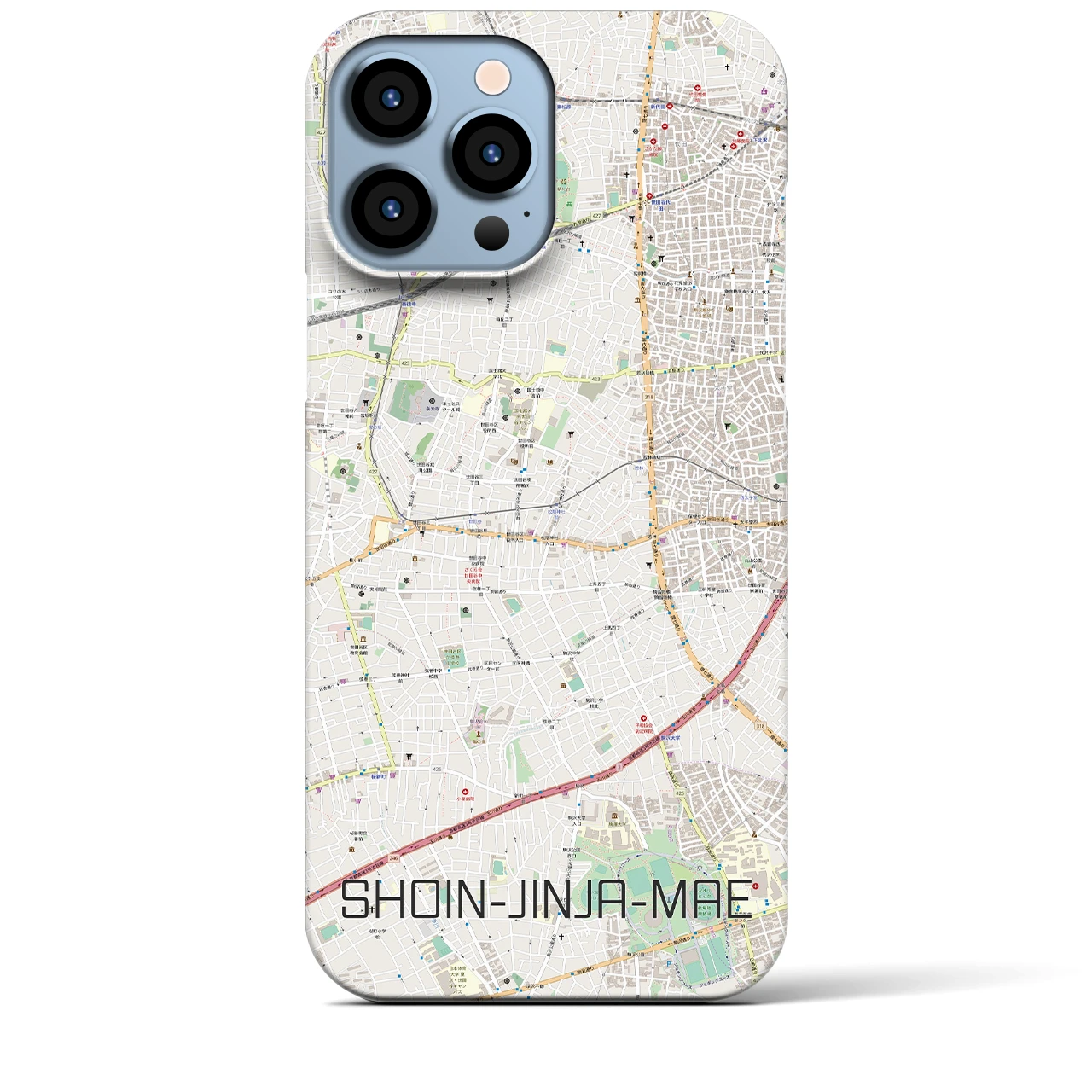 【松陰神社前】地図柄iPhoneケース（バックカバータイプ・ナチュラル）iPhone 13 Pro Max 用
