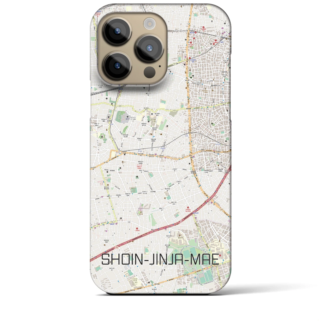 【松陰神社前】地図柄iPhoneケース（バックカバータイプ・ナチュラル）iPhone 14 Pro Max 用