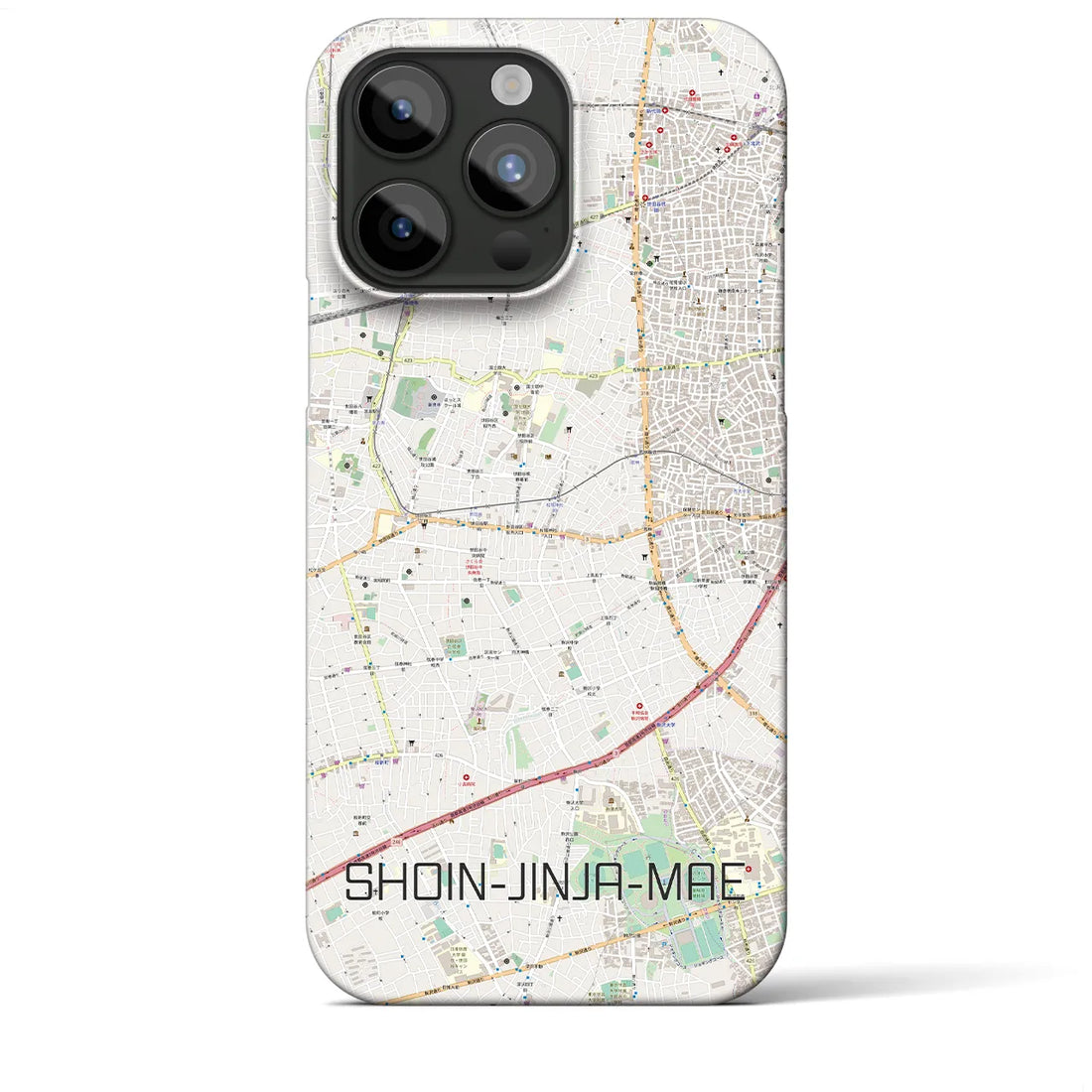 【松陰神社前】地図柄iPhoneケース（バックカバータイプ・ナチュラル）iPhone 15 Pro Max 用