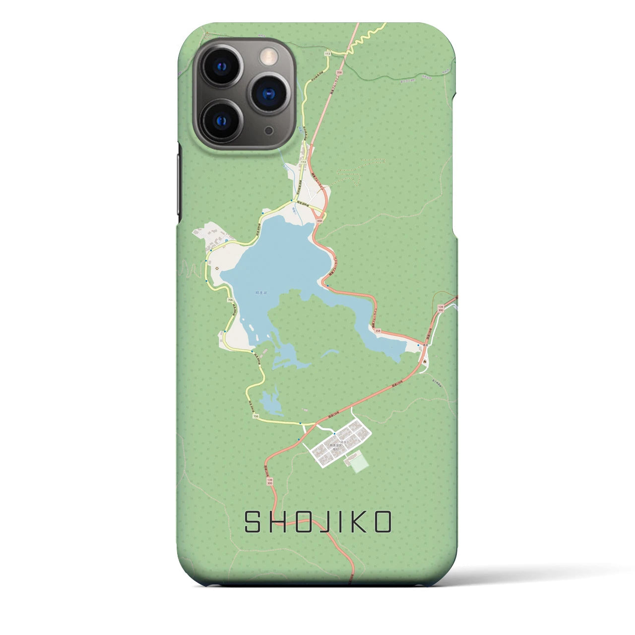 【精進湖】地図柄iPhoneケース（バックカバータイプ・ナチュラル）iPhone 11 Pro Max 用