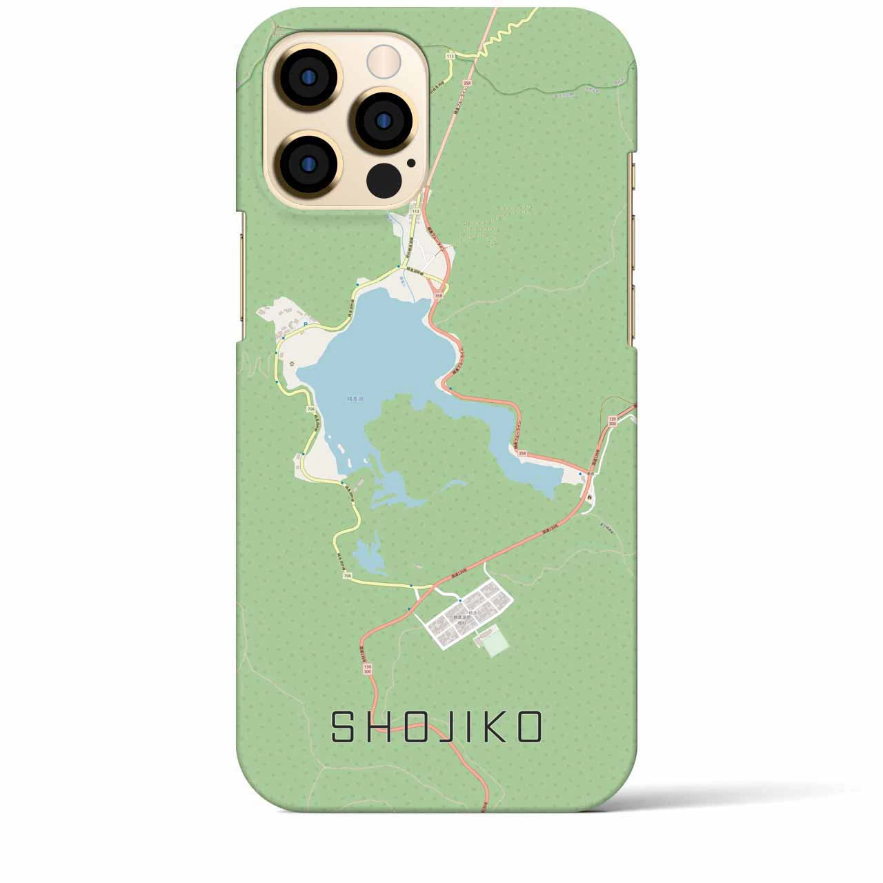 【精進湖】地図柄iPhoneケース（バックカバータイプ・ナチュラル）iPhone 12 Pro Max 用
