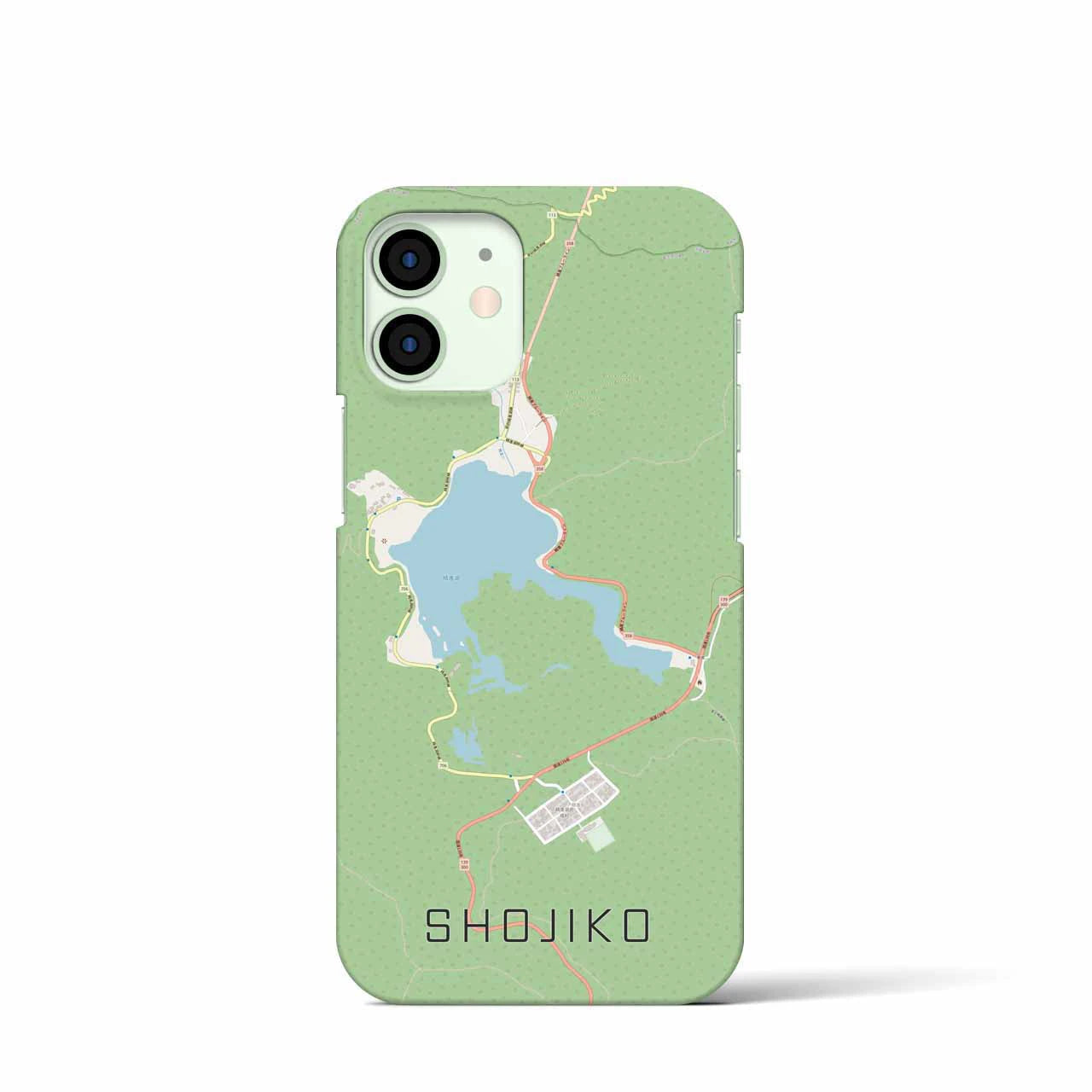 【精進湖】地図柄iPhoneケース（バックカバータイプ・ナチュラル）iPhone 12 mini 用