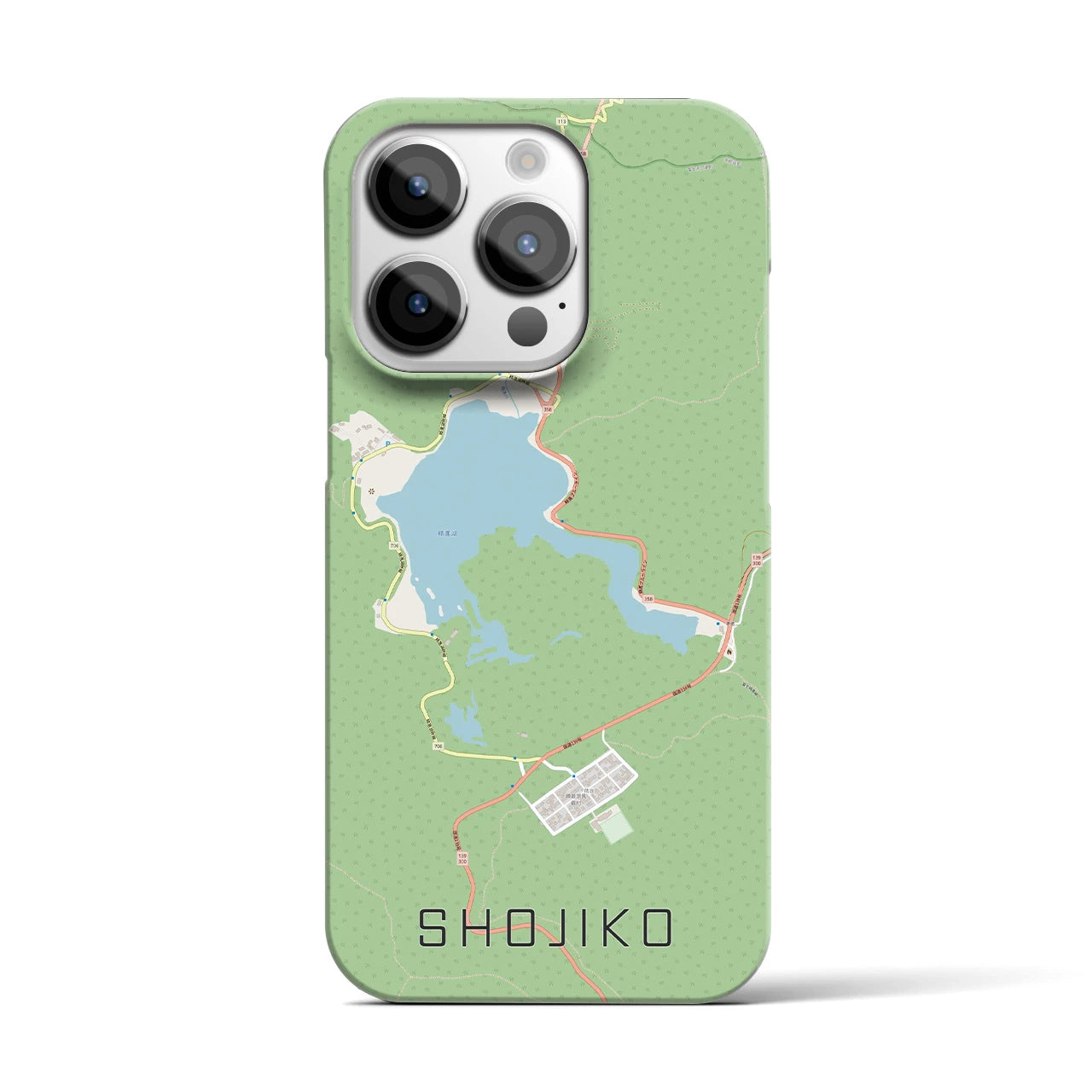【精進湖】地図柄iPhoneケース（バックカバータイプ・ナチュラル）iPhone 14 Pro 用