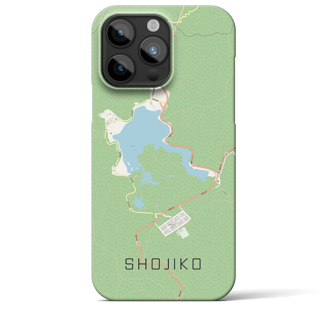 【精進湖】地図柄iPhoneケース（バックカバータイプ・ナチュラル）iPhone 15 Pro Max 用