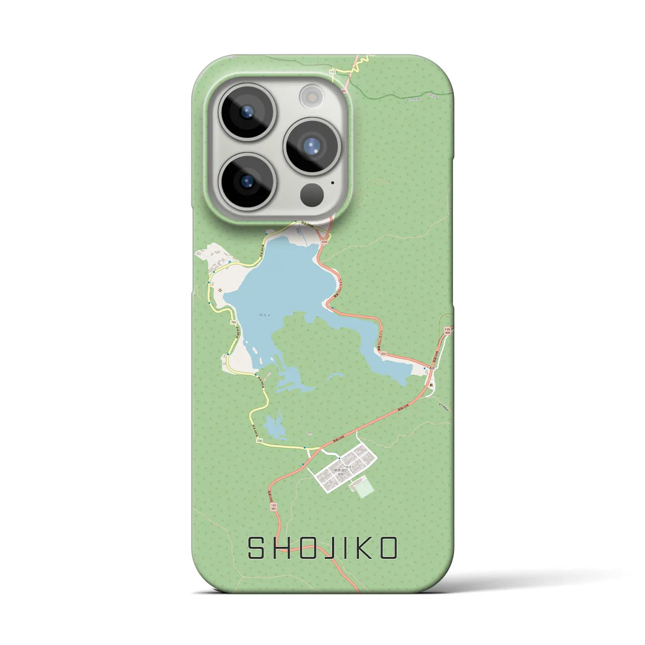 【精進湖】地図柄iPhoneケース（バックカバータイプ・ナチュラル）iPhone 15 Pro 用