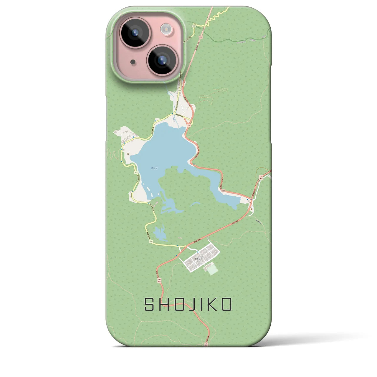 【精進湖】地図柄iPhoneケース（バックカバータイプ・ナチュラル）iPhone 15 Plus 用