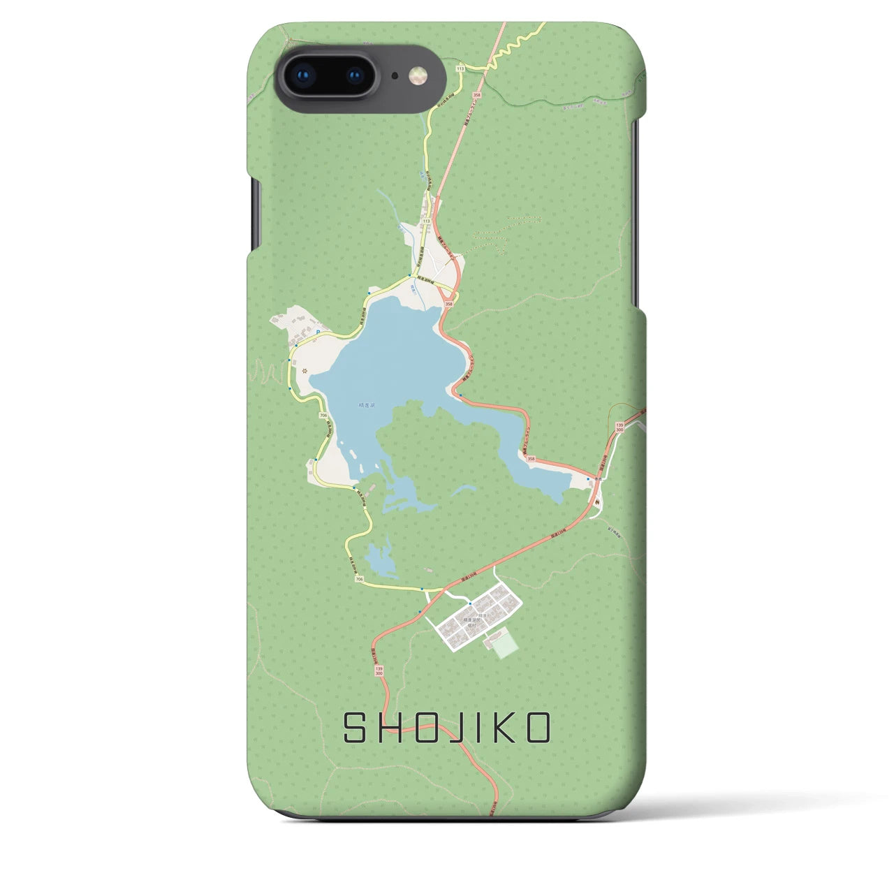 【精進湖】地図柄iPhoneケース（バックカバータイプ・ナチュラル）iPhone 8Plus /7Plus / 6sPlus / 6Plus 用