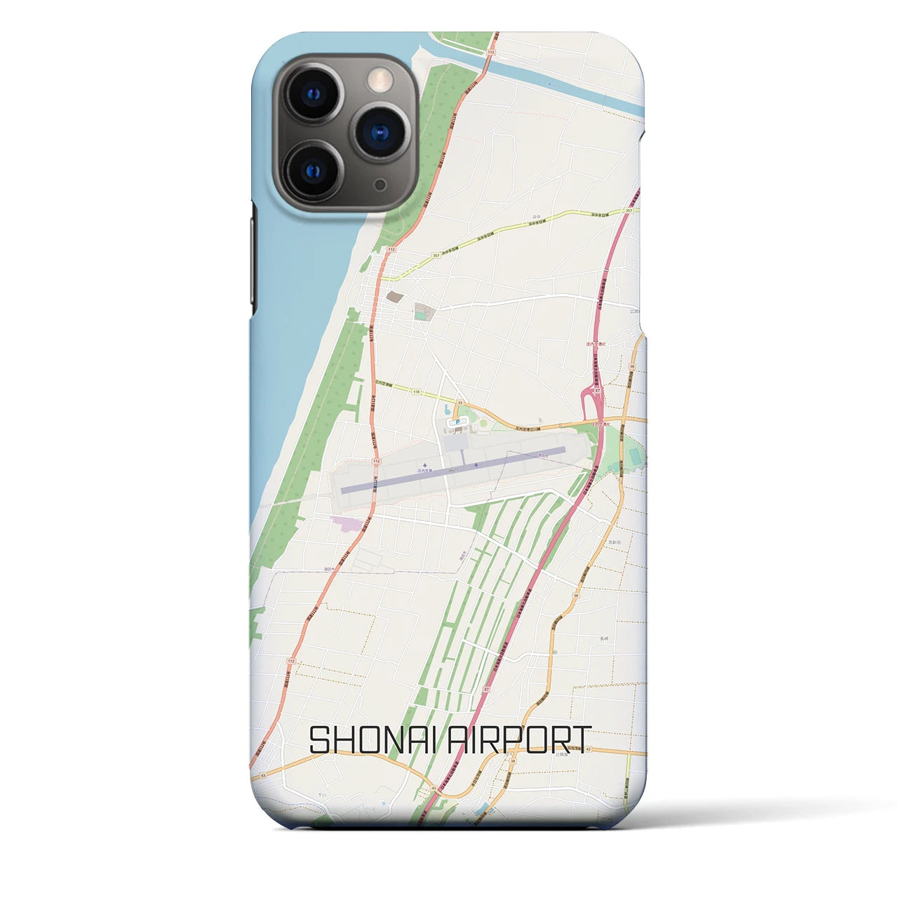 【庄内空港】地図柄iPhoneケース（バックカバータイプ・ナチュラル）iPhone 11 Pro Max 用
