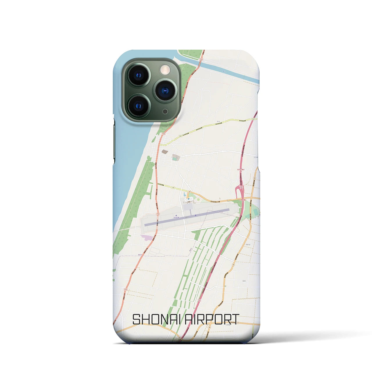 【庄内空港】地図柄iPhoneケース（バックカバータイプ・ナチュラル）iPhone 11 Pro 用
