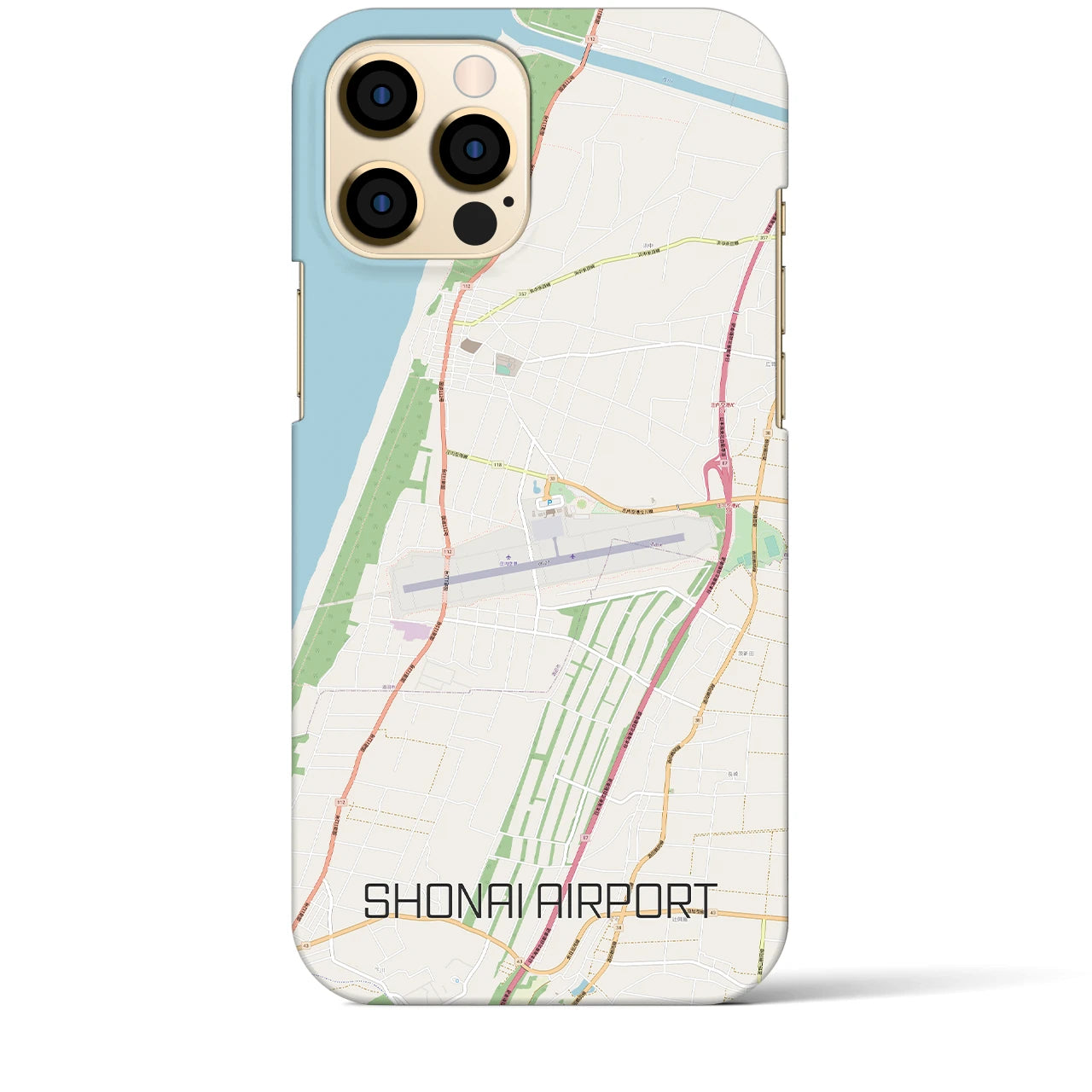 【庄内空港】地図柄iPhoneケース（バックカバータイプ・ナチュラル）iPhone 12 Pro Max 用