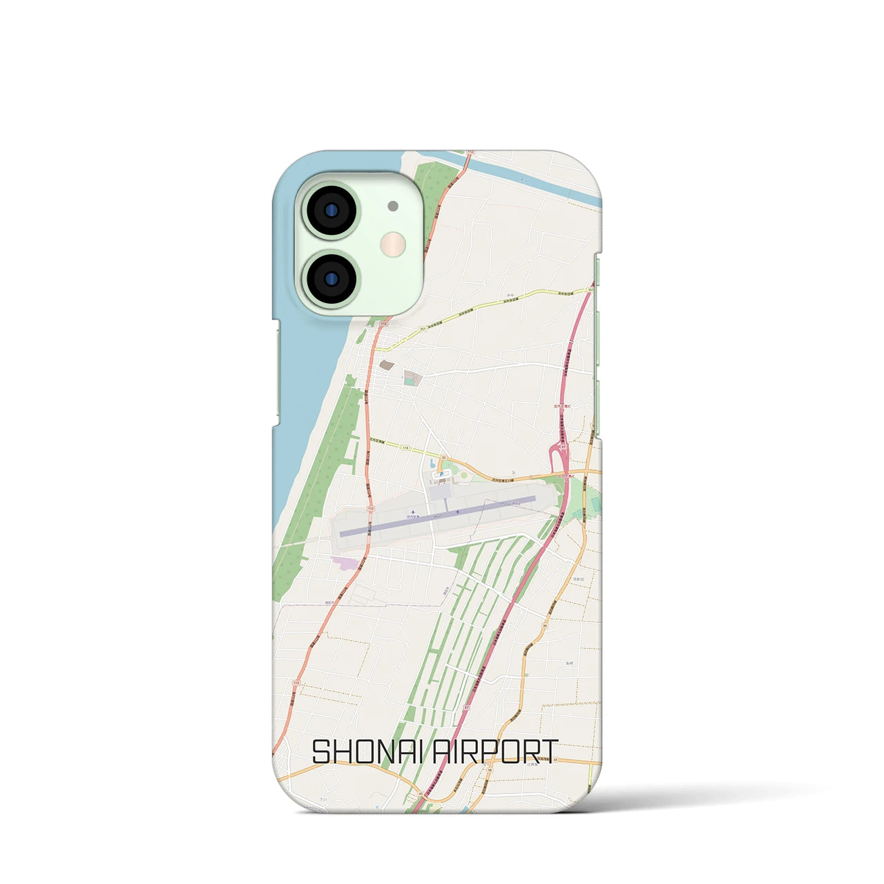 【庄内空港】地図柄iPhoneケース（バックカバータイプ・ナチュラル）iPhone 12 mini 用