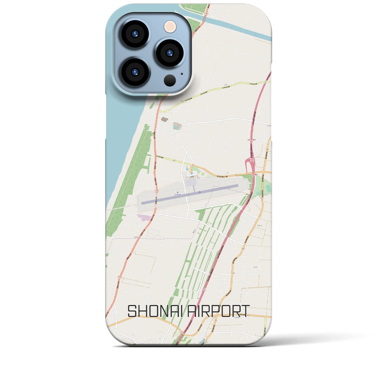 【庄内空港】地図柄iPhoneケース（バックカバータイプ・ナチュラル）iPhone 13 Pro Max 用