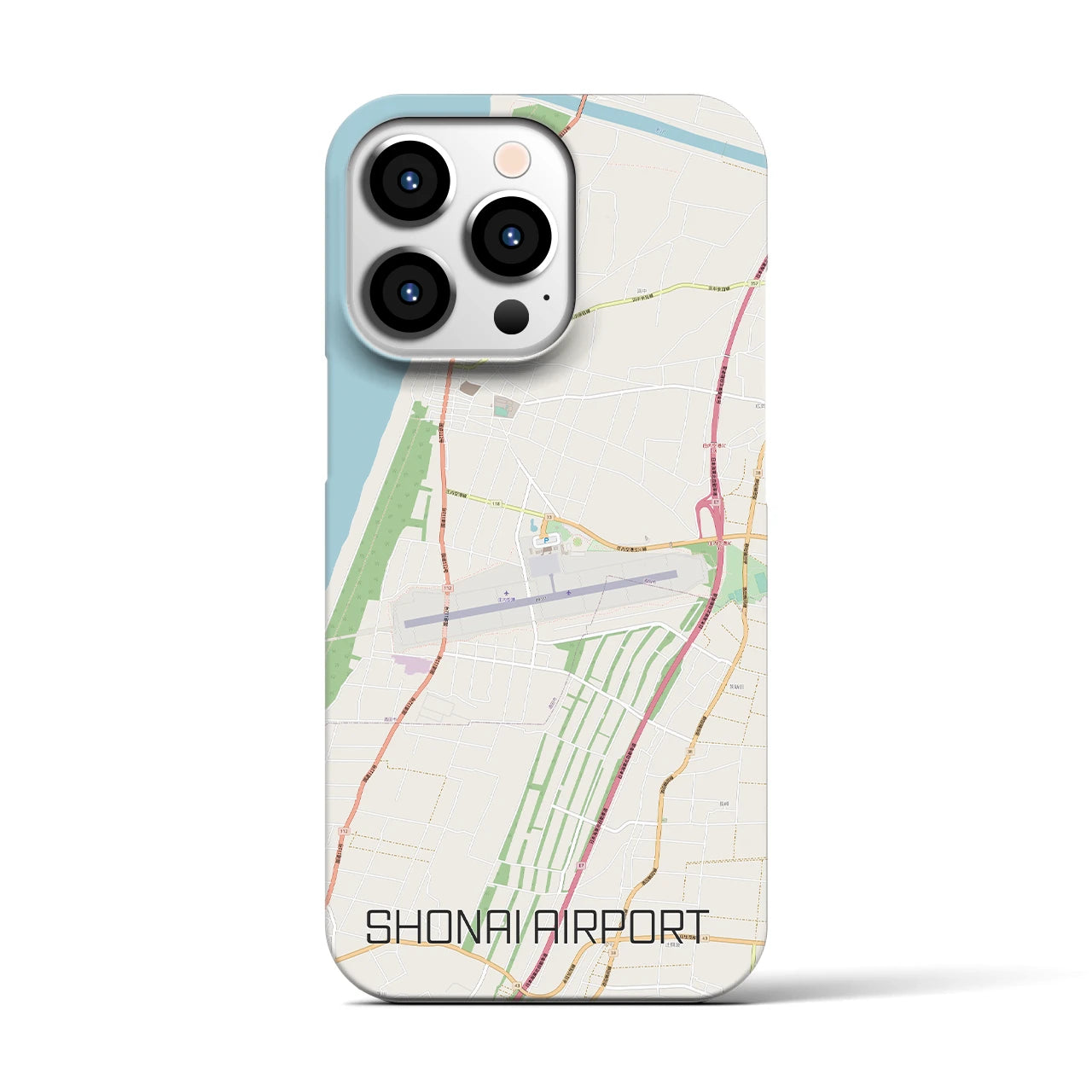 【庄内空港】地図柄iPhoneケース（バックカバータイプ・ナチュラル）iPhone 13 Pro 用