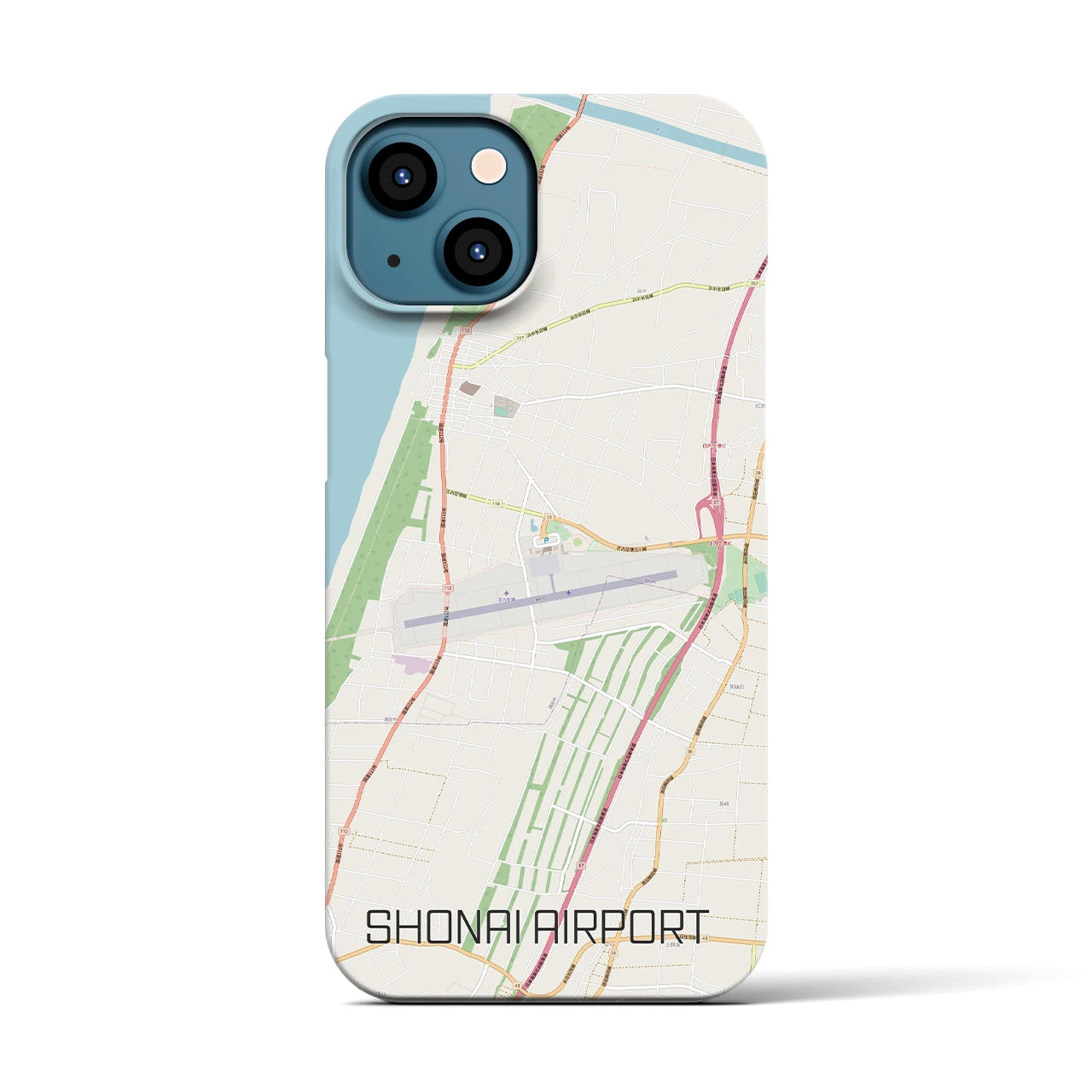 【庄内空港】地図柄iPhoneケース（バックカバータイプ・ナチュラル）iPhone 13 用