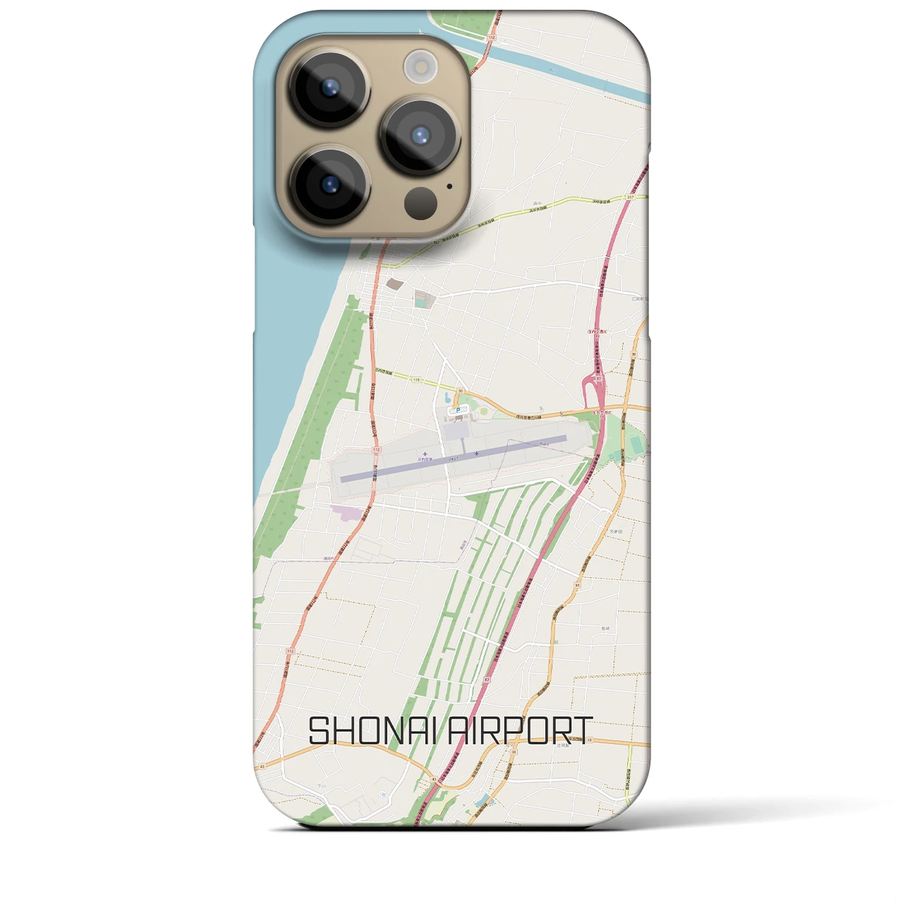 【庄内空港】地図柄iPhoneケース（バックカバータイプ・ナチュラル）iPhone 14 Pro Max 用