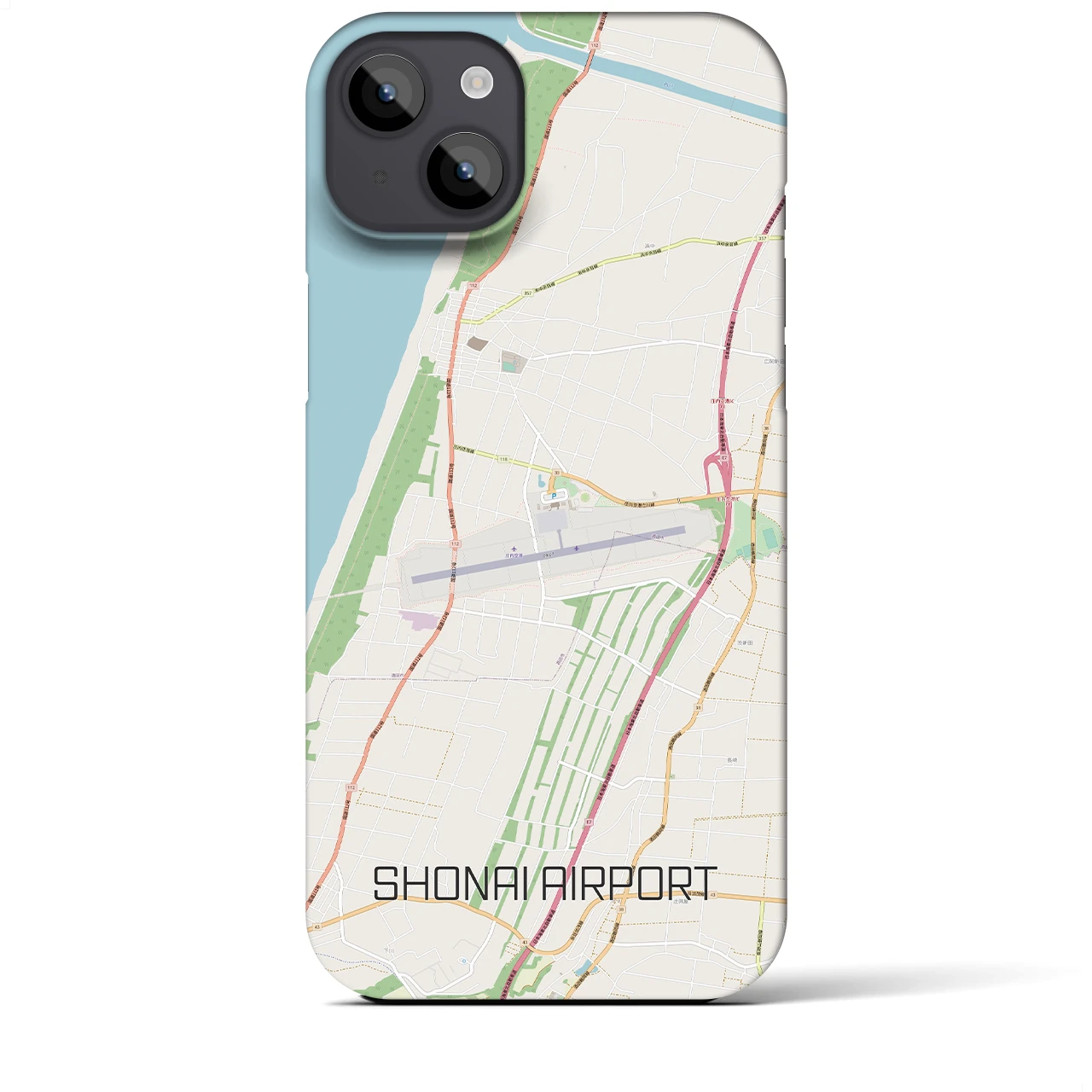 【庄内空港】地図柄iPhoneケース（バックカバータイプ・ナチュラル）iPhone 14 Plus 用