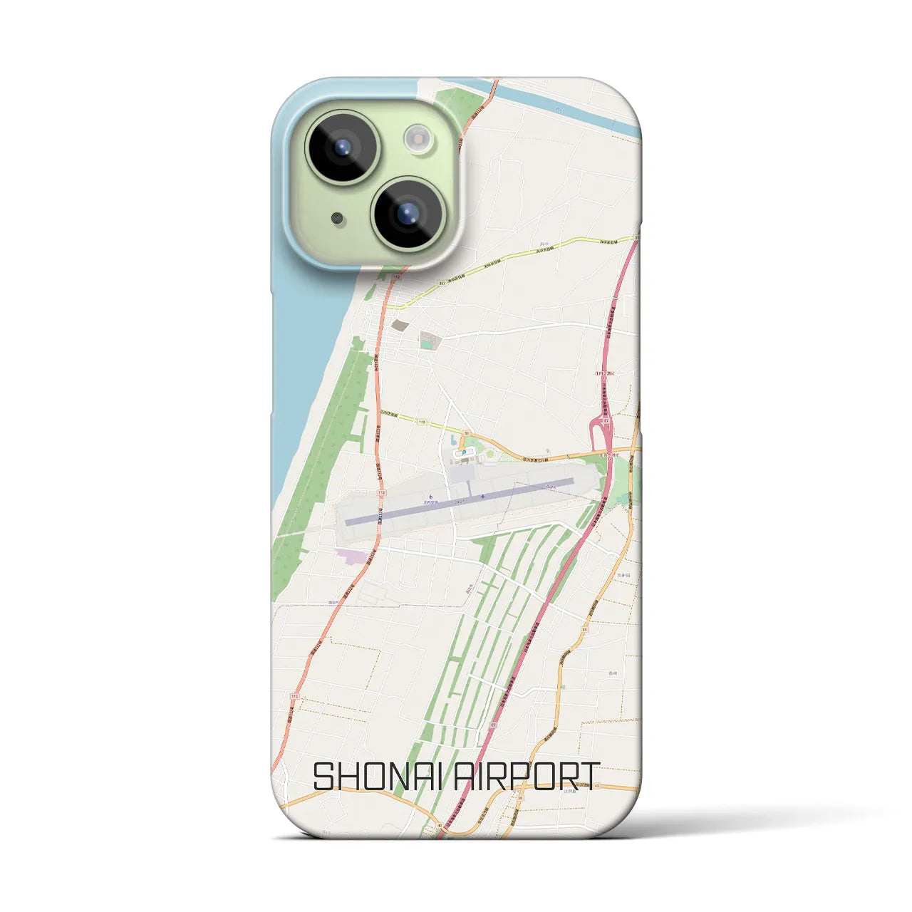 【庄内空港】地図柄iPhoneケース（バックカバータイプ・ナチュラル）iPhone 15 用