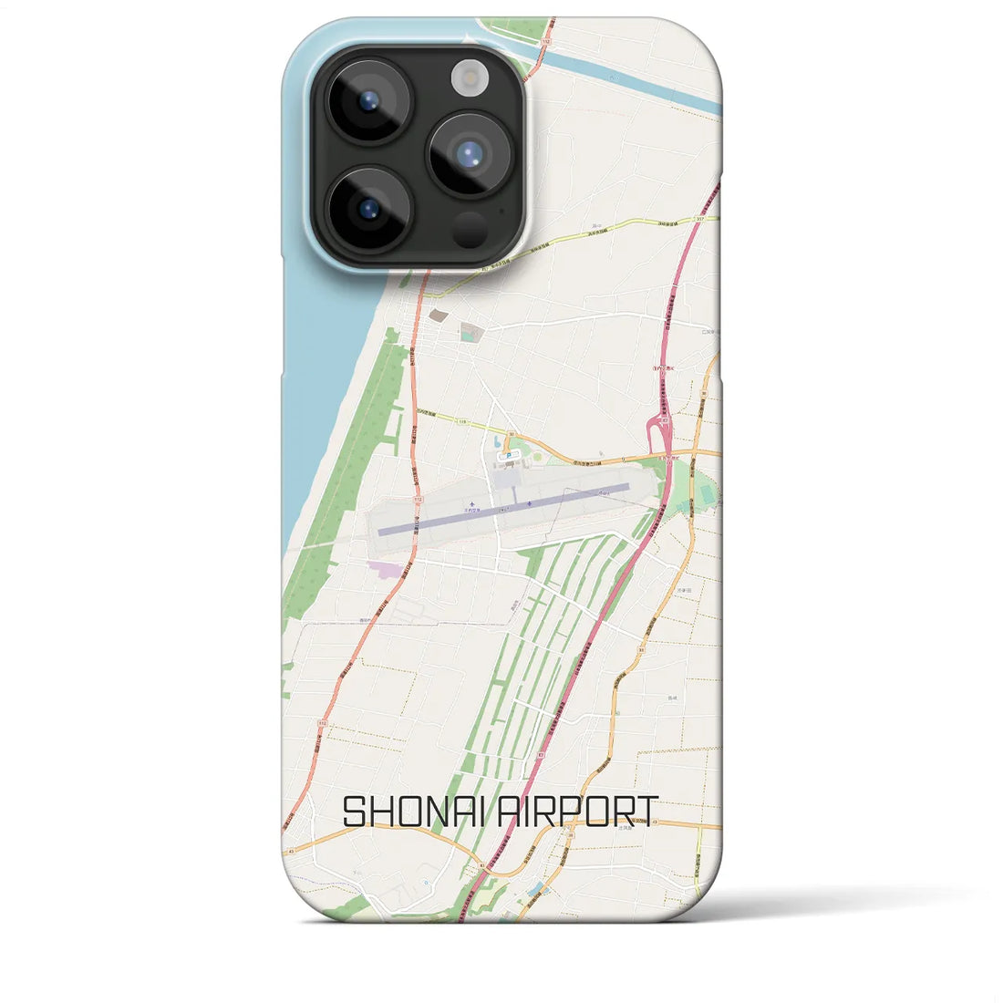 【庄内空港】地図柄iPhoneケース（バックカバータイプ・ナチュラル）iPhone 15 Pro Max 用