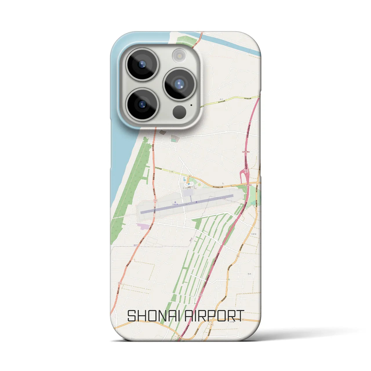 【庄内空港】地図柄iPhoneケース（バックカバータイプ・ナチュラル）iPhone 15 Pro 用