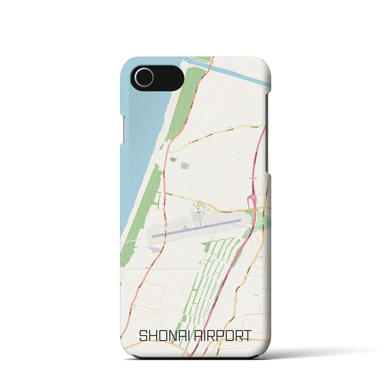 【庄内空港】地図柄iPhoneケース（バックカバータイプ・ナチュラル）iPhone SE（第3 / 第2世代） / 8 / 7 / 6s / 6 用