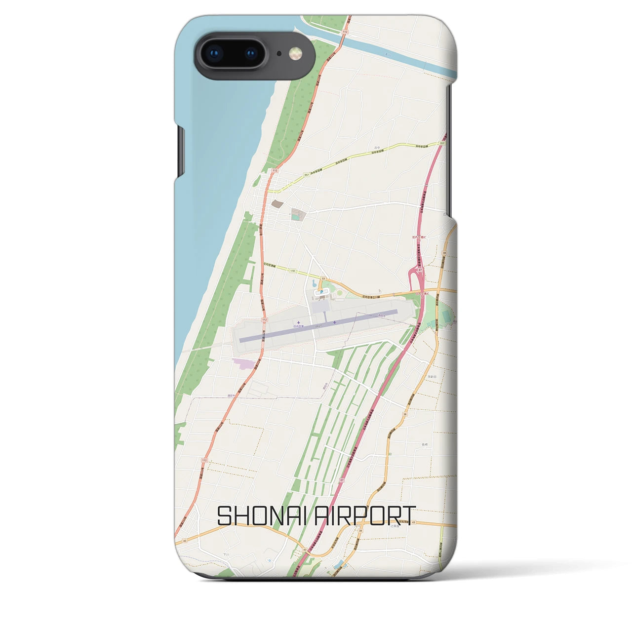 【庄内空港】地図柄iPhoneケース（バックカバータイプ・ナチュラル）iPhone 8Plus /7Plus / 6sPlus / 6Plus 用