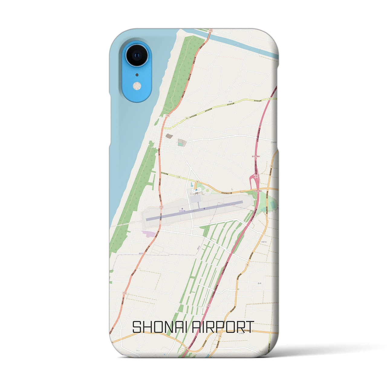 【庄内空港】地図柄iPhoneケース（バックカバータイプ・ナチュラル）iPhone XR 用